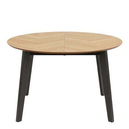 Georgetown Round Dining Table in Oak & Black 198x75.5cm