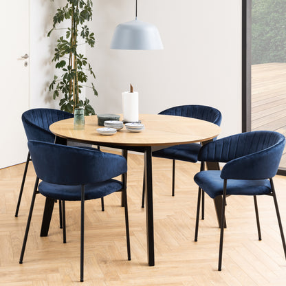 Georgetown Round Dining Table in Oak & Black 198x75.5cm