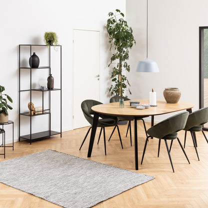 Georgetown Round Dining Table in Oak & Black 198x75.5cm