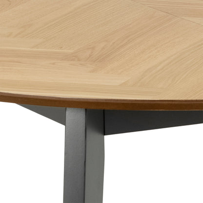Georgetown Round Dining Table in Oak & Black 198x75.5cm