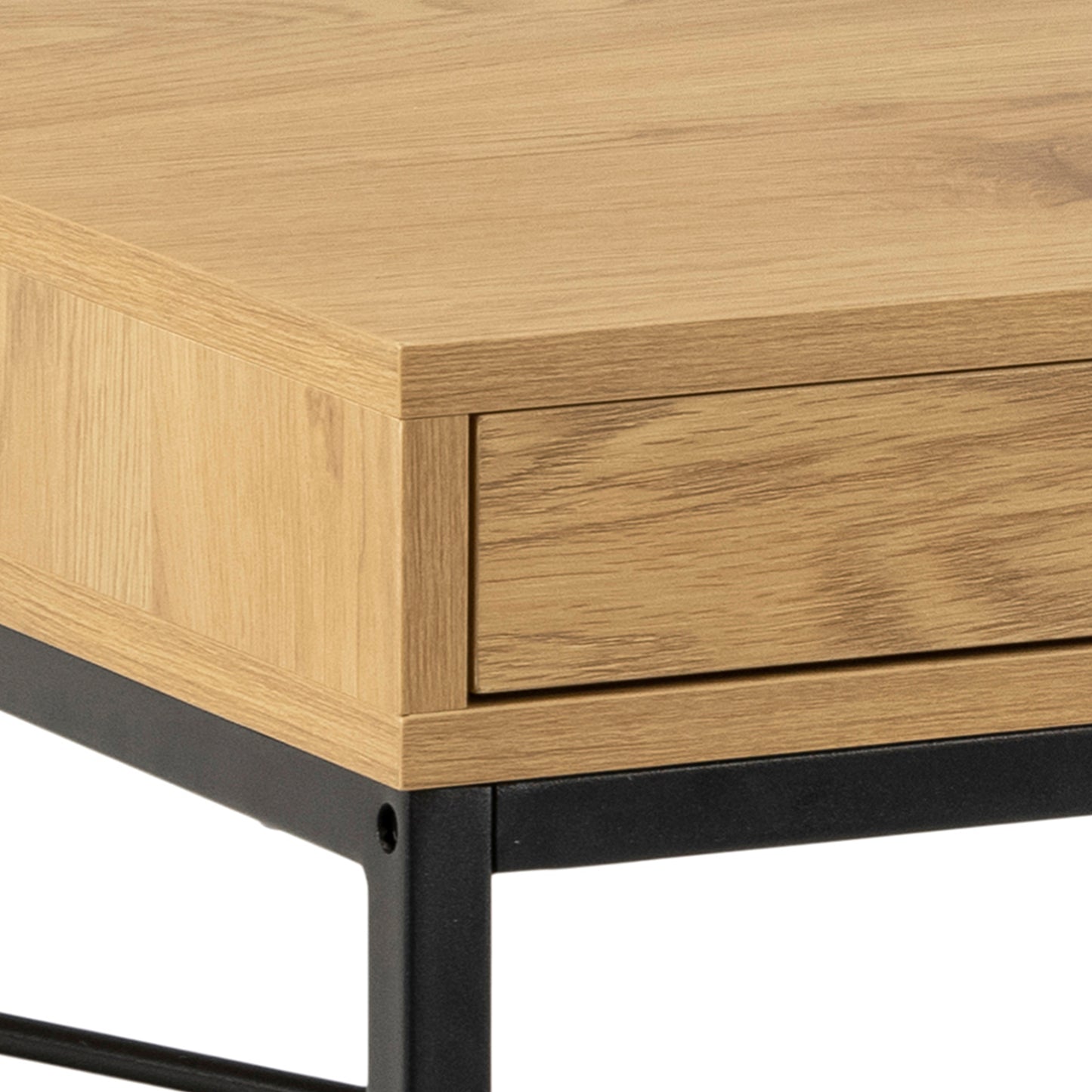Seaford wide Office Desk with 1 Drawer in Black and Oak
