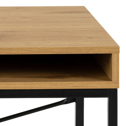 Seaford wide Office Desk with 1 Drawer in Black and Oak