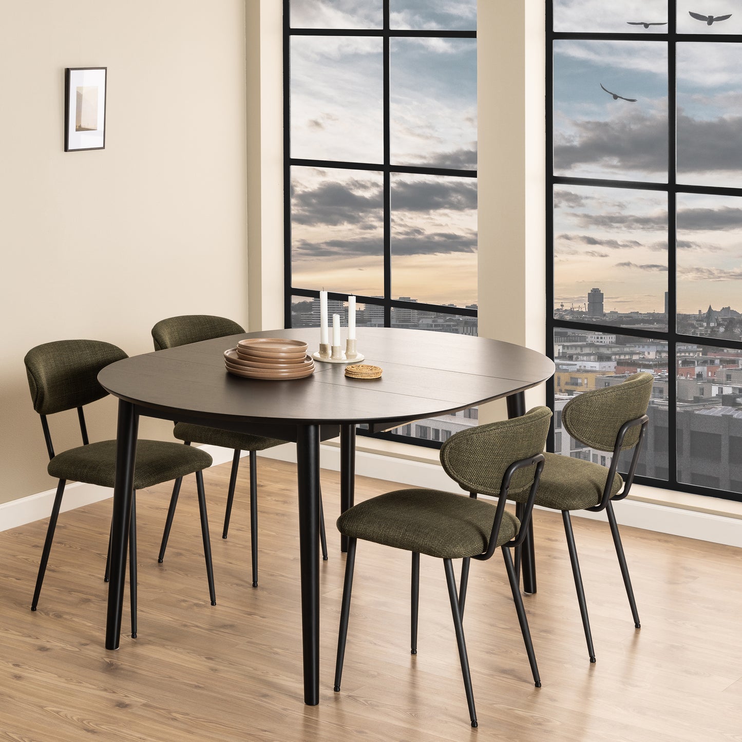 Lino Round Extending Dining Table in Black