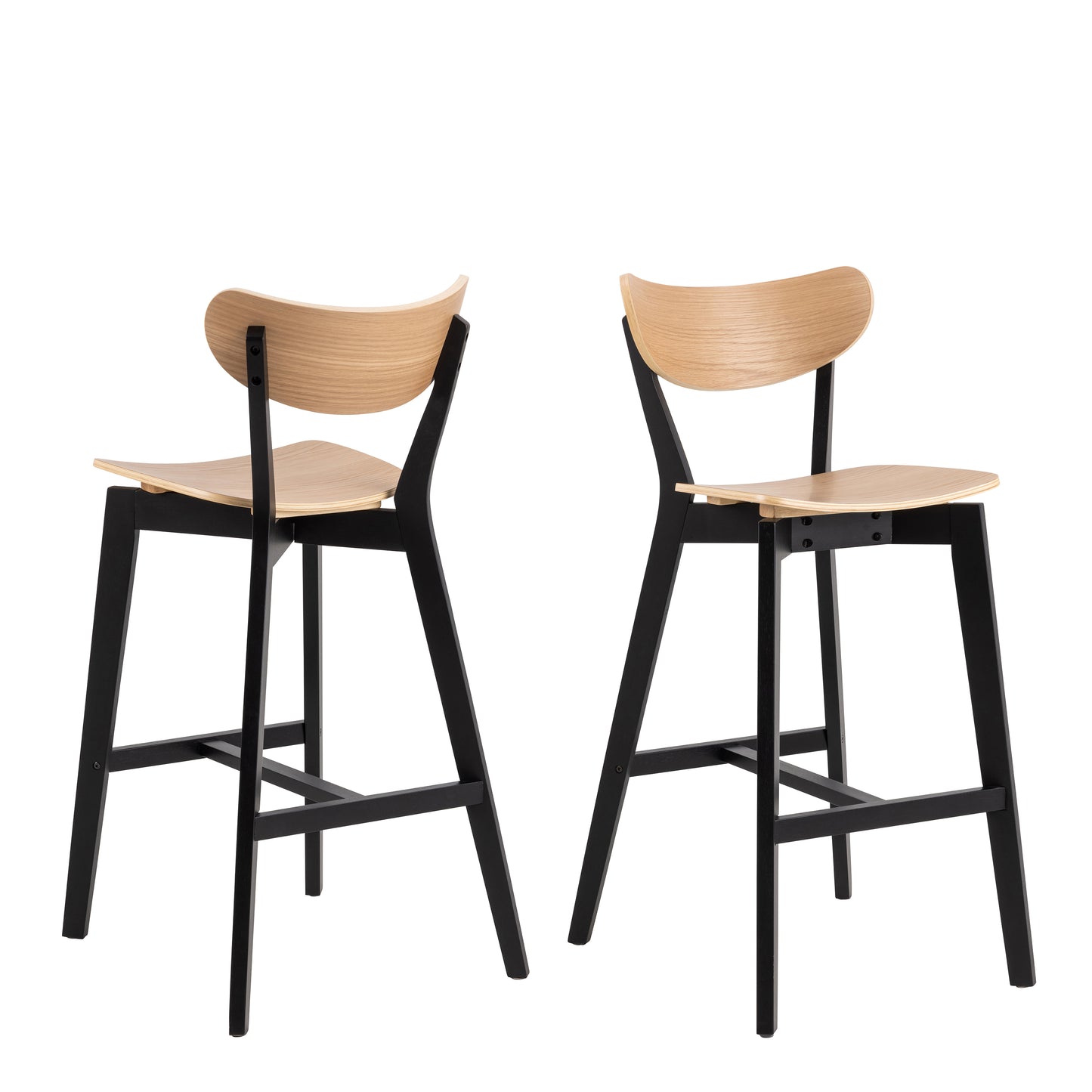 Orion Bar Stool, Black and Oak Set of 2