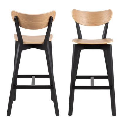 Orion Bar Stool, Black and Oak Set of 2