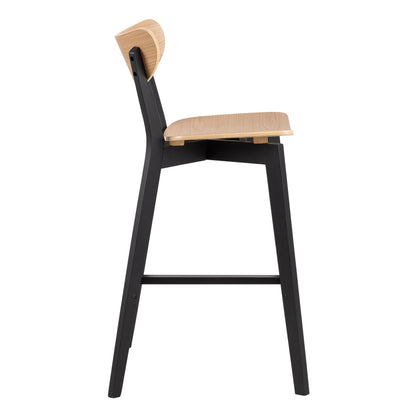 Orion Bar Stool, Black and Oak Set of 2