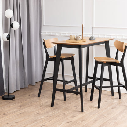 Orion Bar Stool, Black and Oak Set of 2