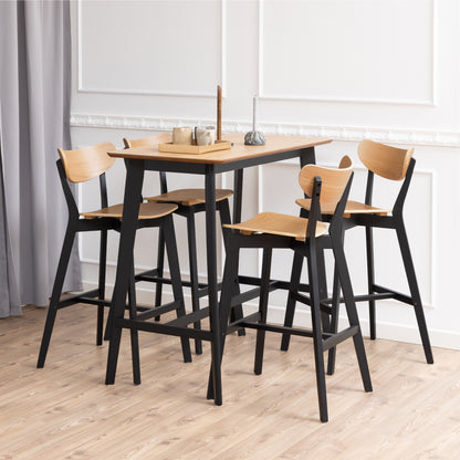 Orion Bar Stool, Black and Oak Set of 2