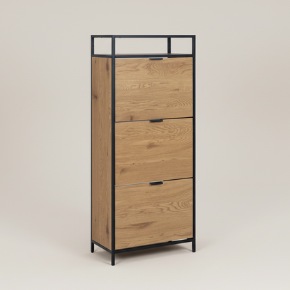 Seaford Shoe Cabinet in Black and Oak
