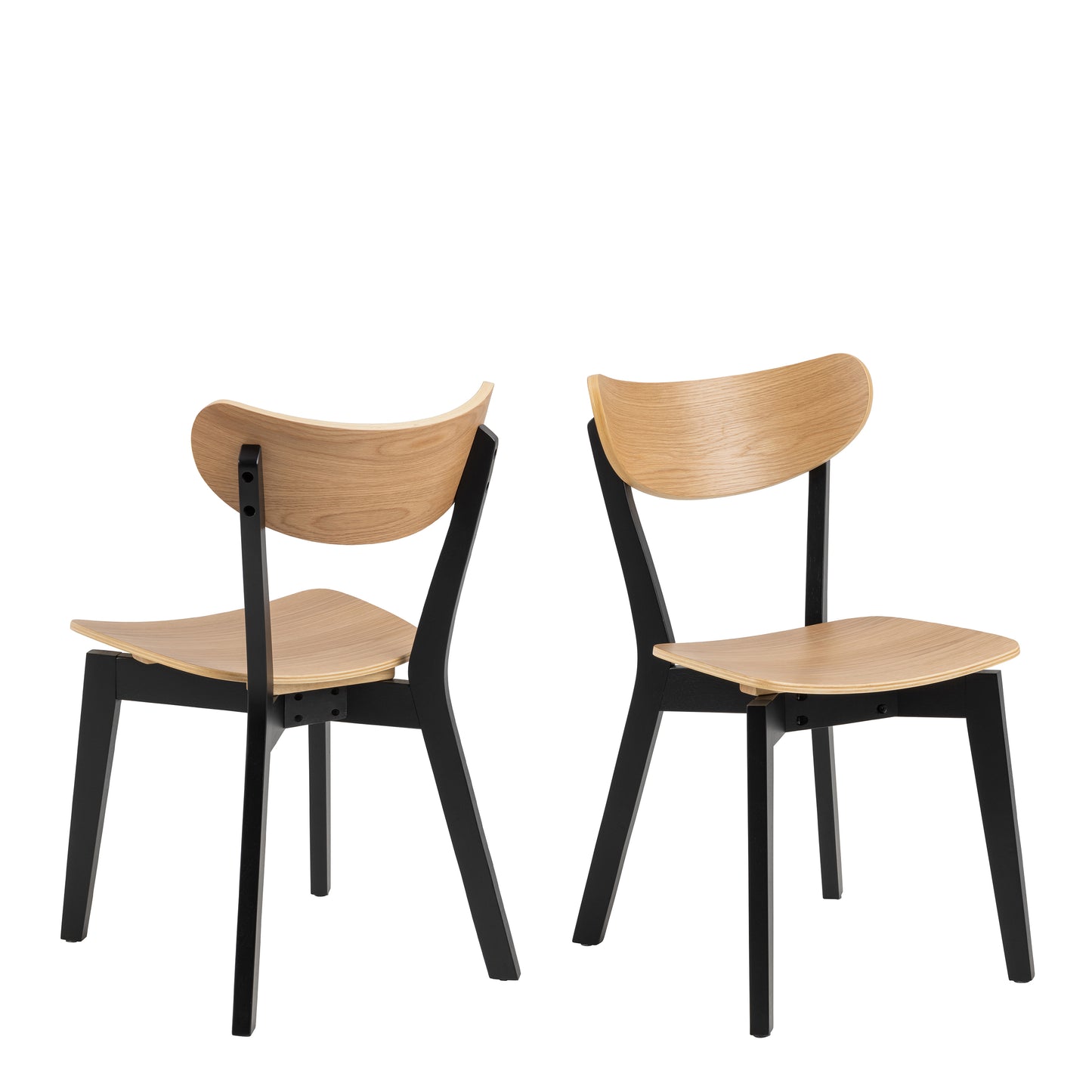 Orion Dining Chairs in Black and Oak Set of 2
