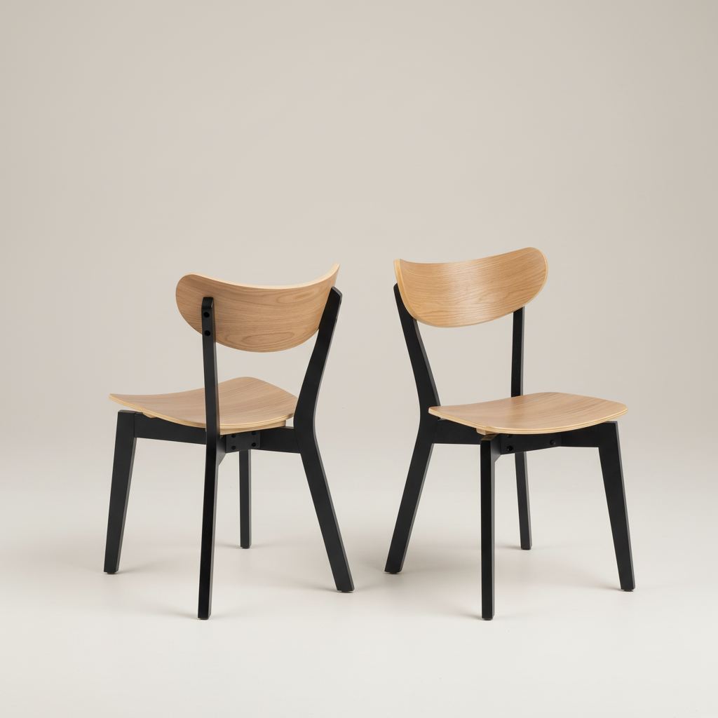 Orion Dining Chairs in Black and Oak Set of 2