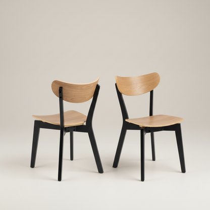 Orion Dining Chairs in Black and Oak Set of 2