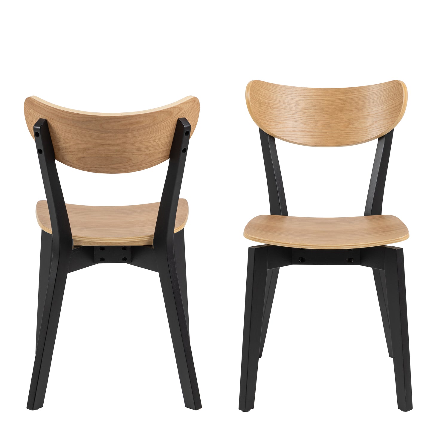 Orion Dining Chairs in Black and Oak Set of 2