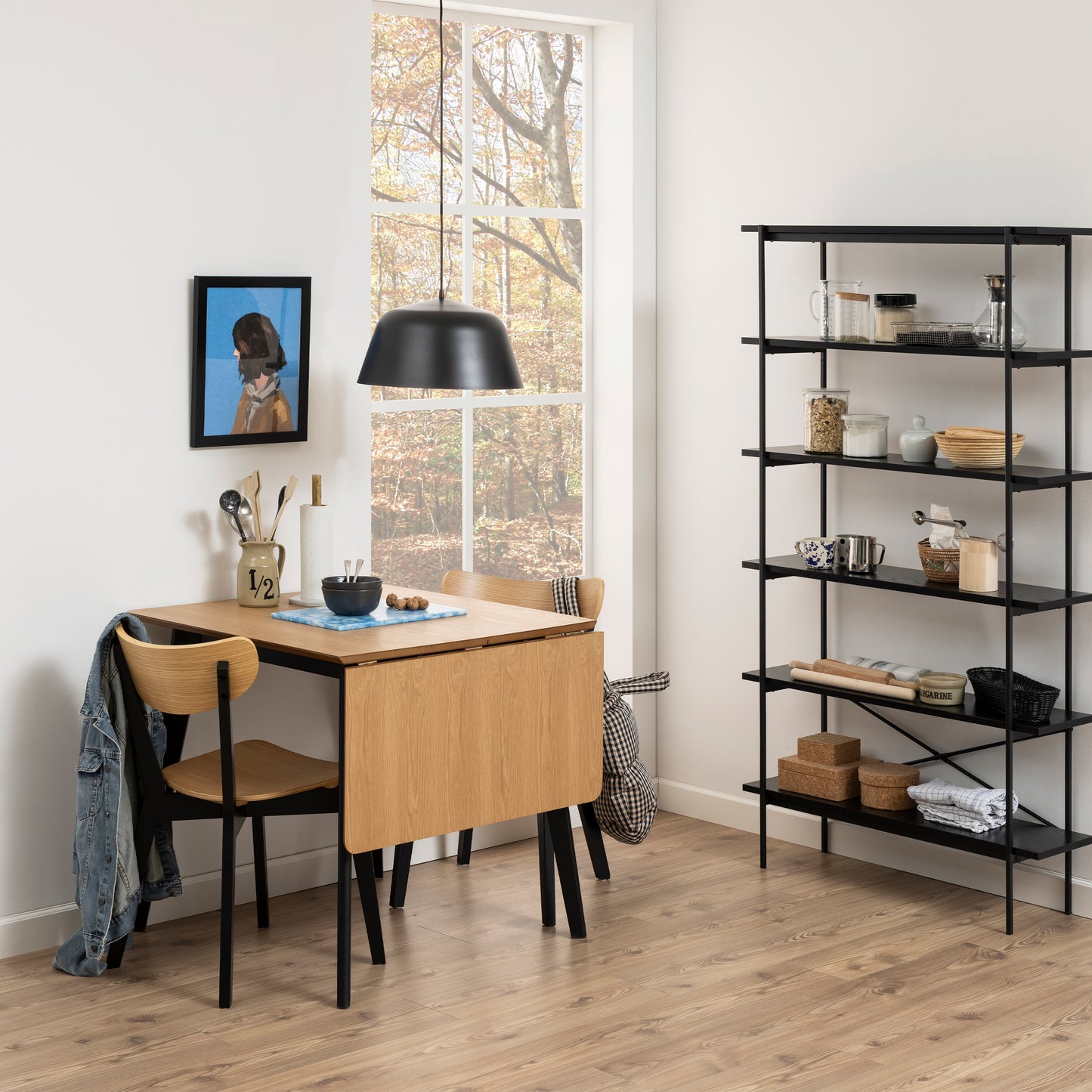 Orion Dining Chairs in Black and Oak Set of 2