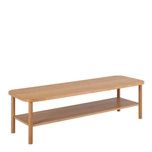 Wooden TV stand with two shelves 