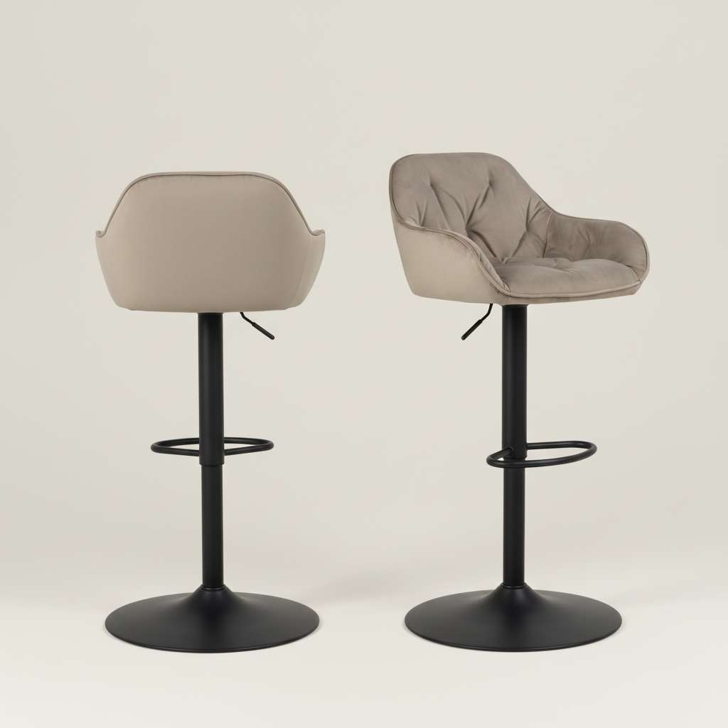 Brooklyn Bar Stool in Beige Velvet Set of 2