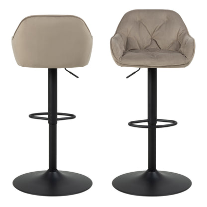 Brooklyn Bar Stool in Beige Velvet Set of 2