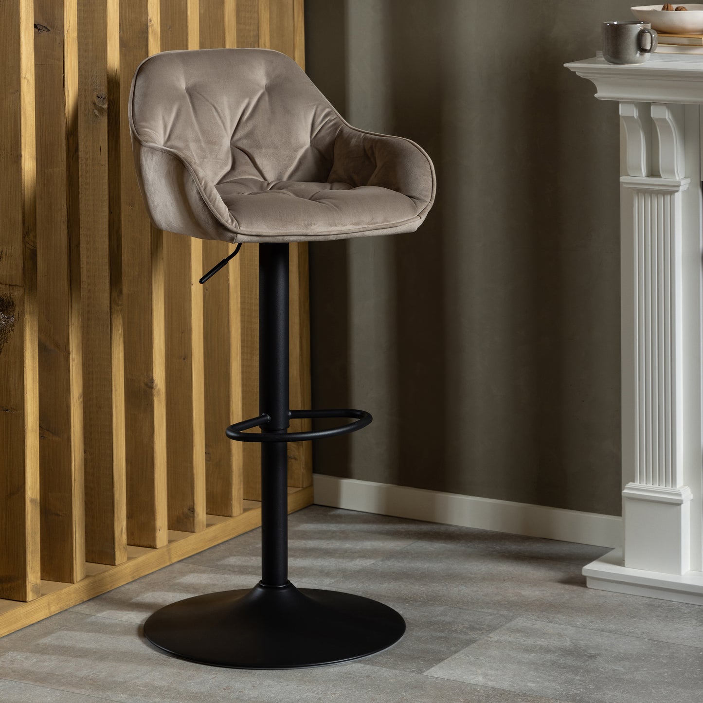 Brooklyn Bar Stool in Beige Velvet Set of 2