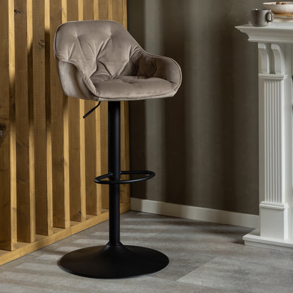 Brooklyn Bar Stool in Beige Velvet Set of 2
