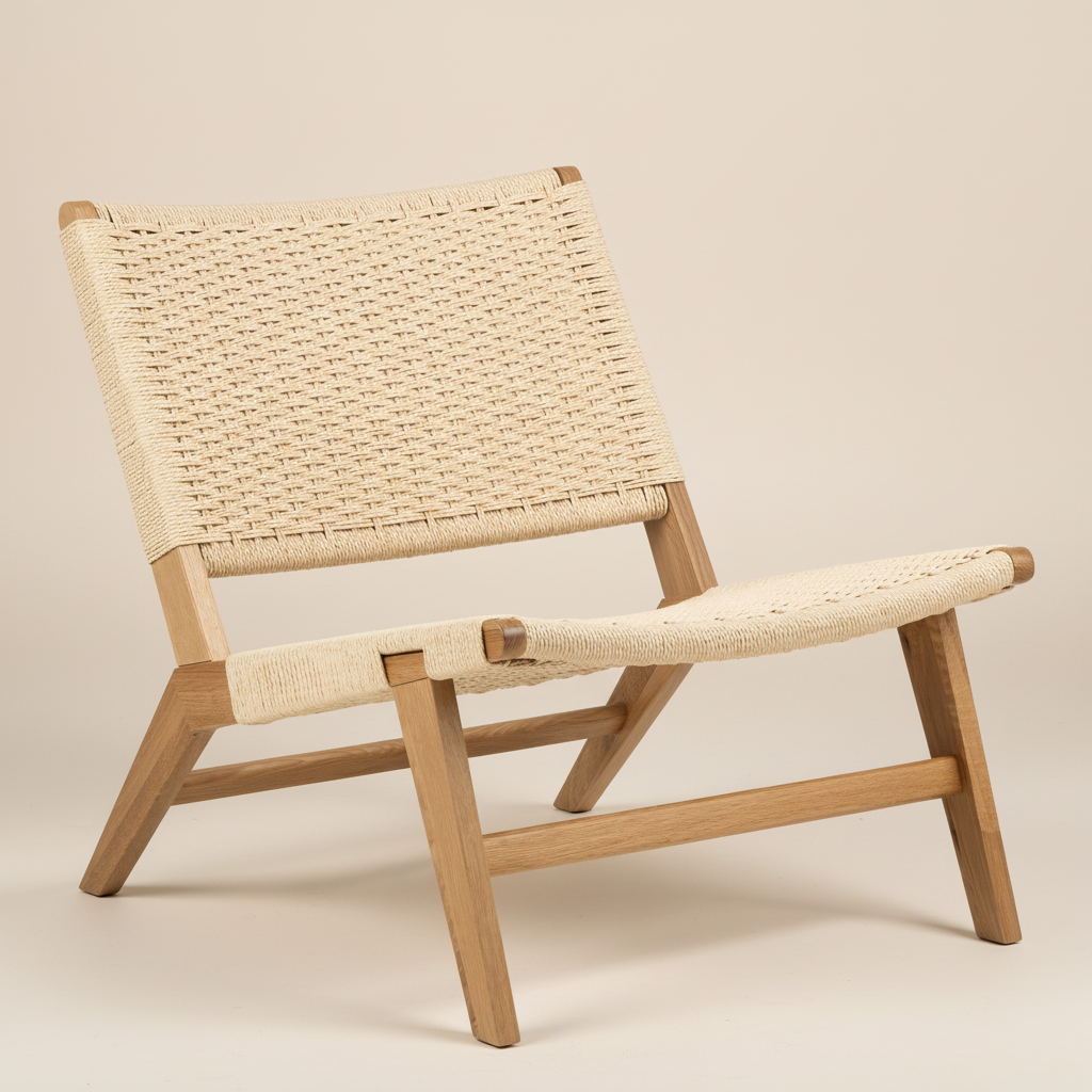 Kastor Lounge Chair in Off White and Oak