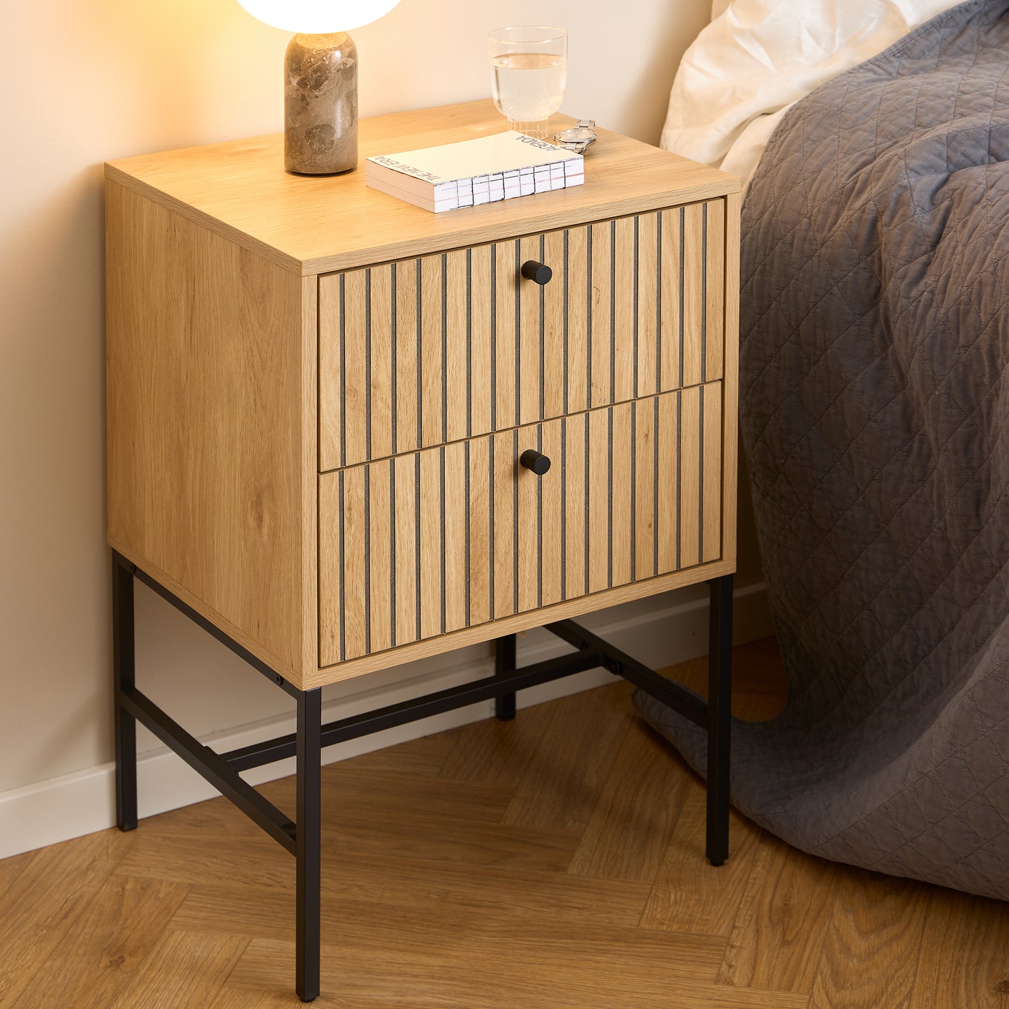 Oslo 2 Drawer Bedside Table