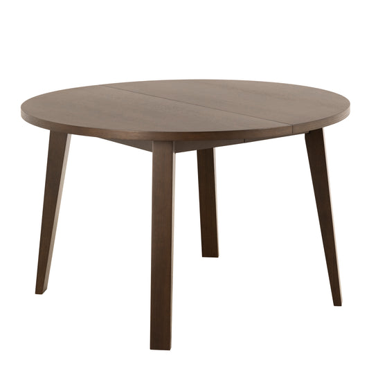Round wooden smoked oak table with four legs