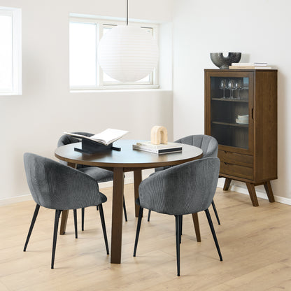A-Line Round Extendable Dining Table Smoked Oak 120x75cm