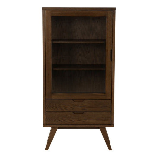 A-Line Display Cabinet with 2 Drawers and 2 Shelves in Smoked Oak