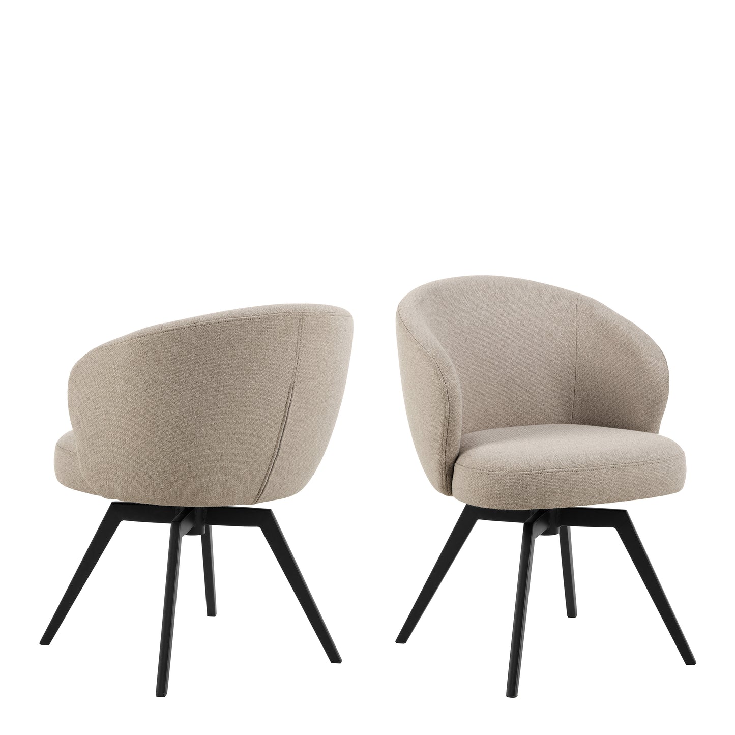 Darlene Dining Chair with Armrest and Swivel in Beige