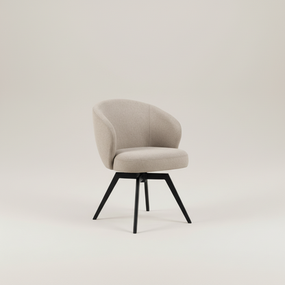 Darlene Dining Chair with Armrest and Swivel Function in Beige