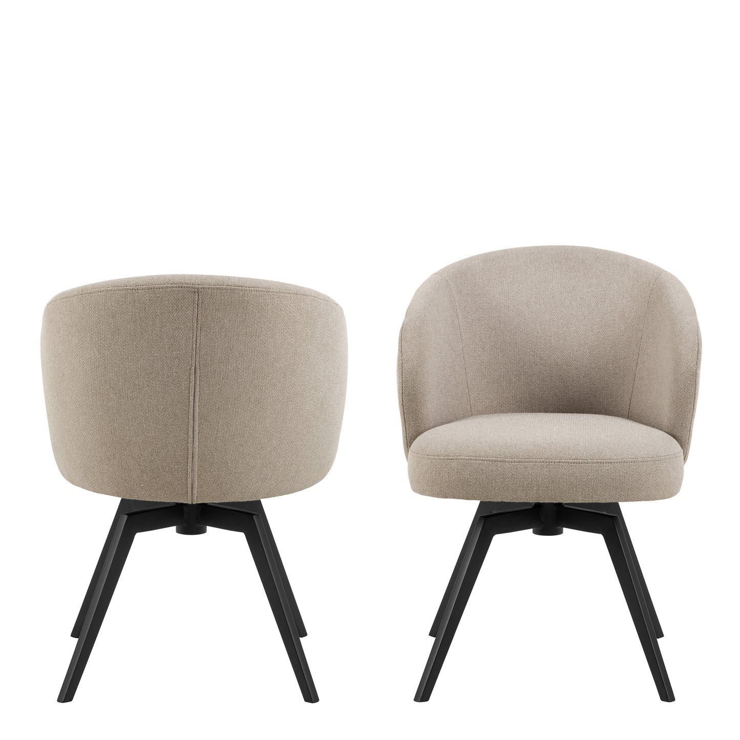 Round Dining Set – Soli Oak & Black Dining Table with 4 Beige Darlene Swivel Chairs