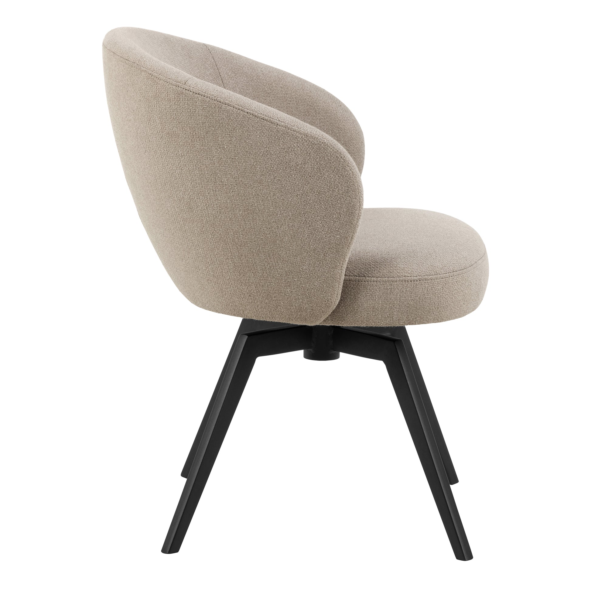 Beige upholstered chair with black legs 