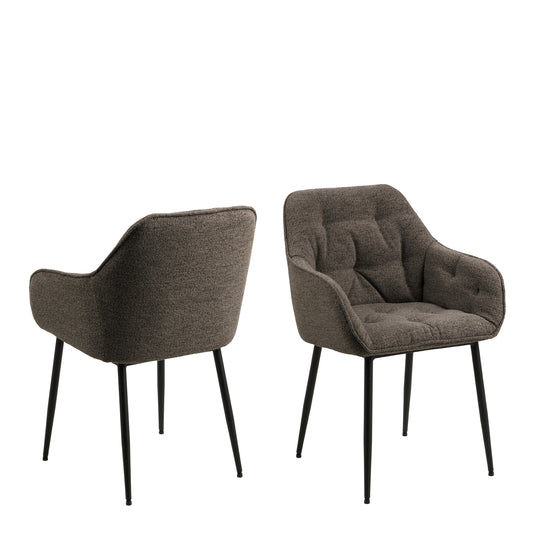 Hearth Dining Chair with Armrest in Taupe Set of 2