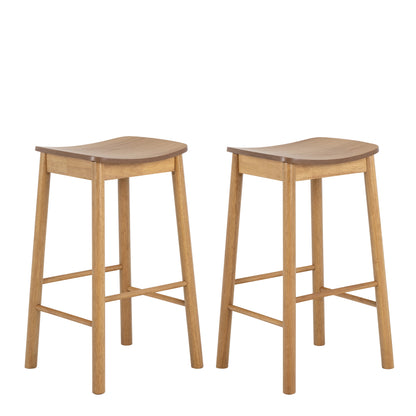 Barlow Bar Table Set in Matt Oak Includes 2 Barlow Stool Without Back