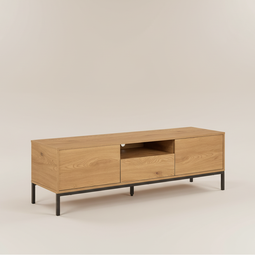 Seaford Tv Unit 2 Doors 1 Drawer in Matt Wild Oak