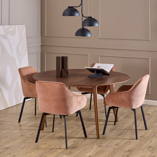 Orion Round Dining Table in Walnut 140cm