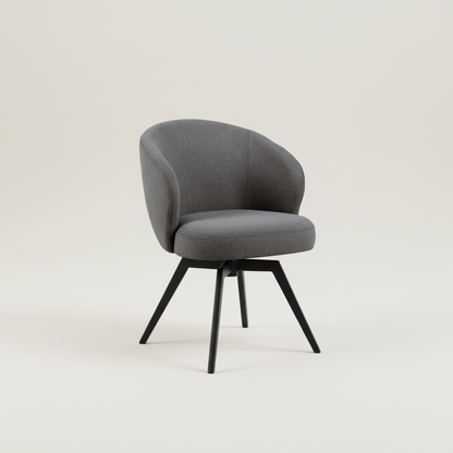 Darlene Dining Chair with Armrest and Swivel Function in Grey