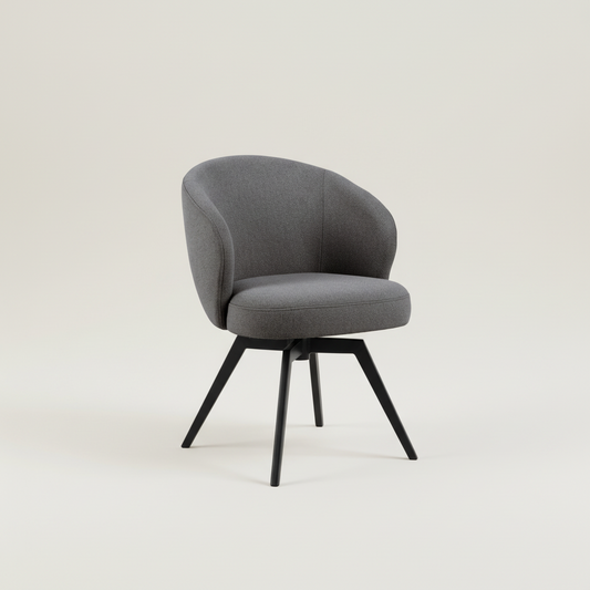 Darlene Dining Chair with Armrest and Swivel Function in Grey