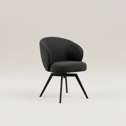 Darlene Dining Chair with Armrest and Swivel Function in Black