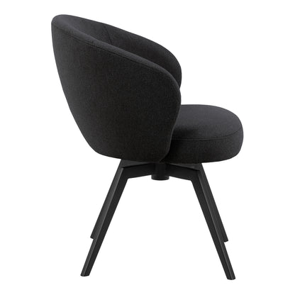 Darlene Dining Chair with Armrest and Swivel Function in Black