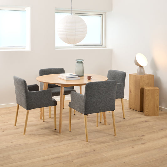 Orion Round Dining Table in Matt Oak 120cm