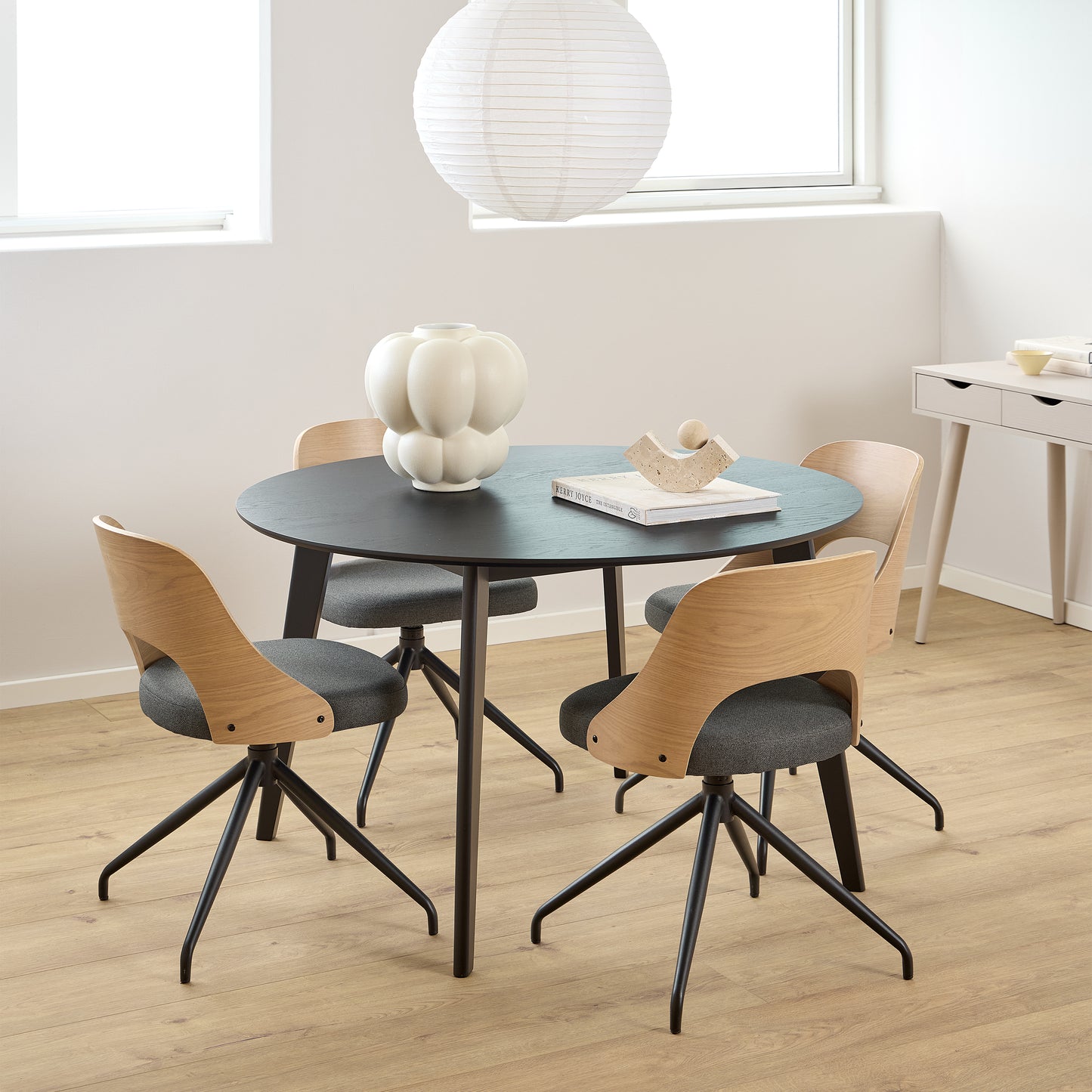 Orion Round Dining Table in Matt Black 120cm