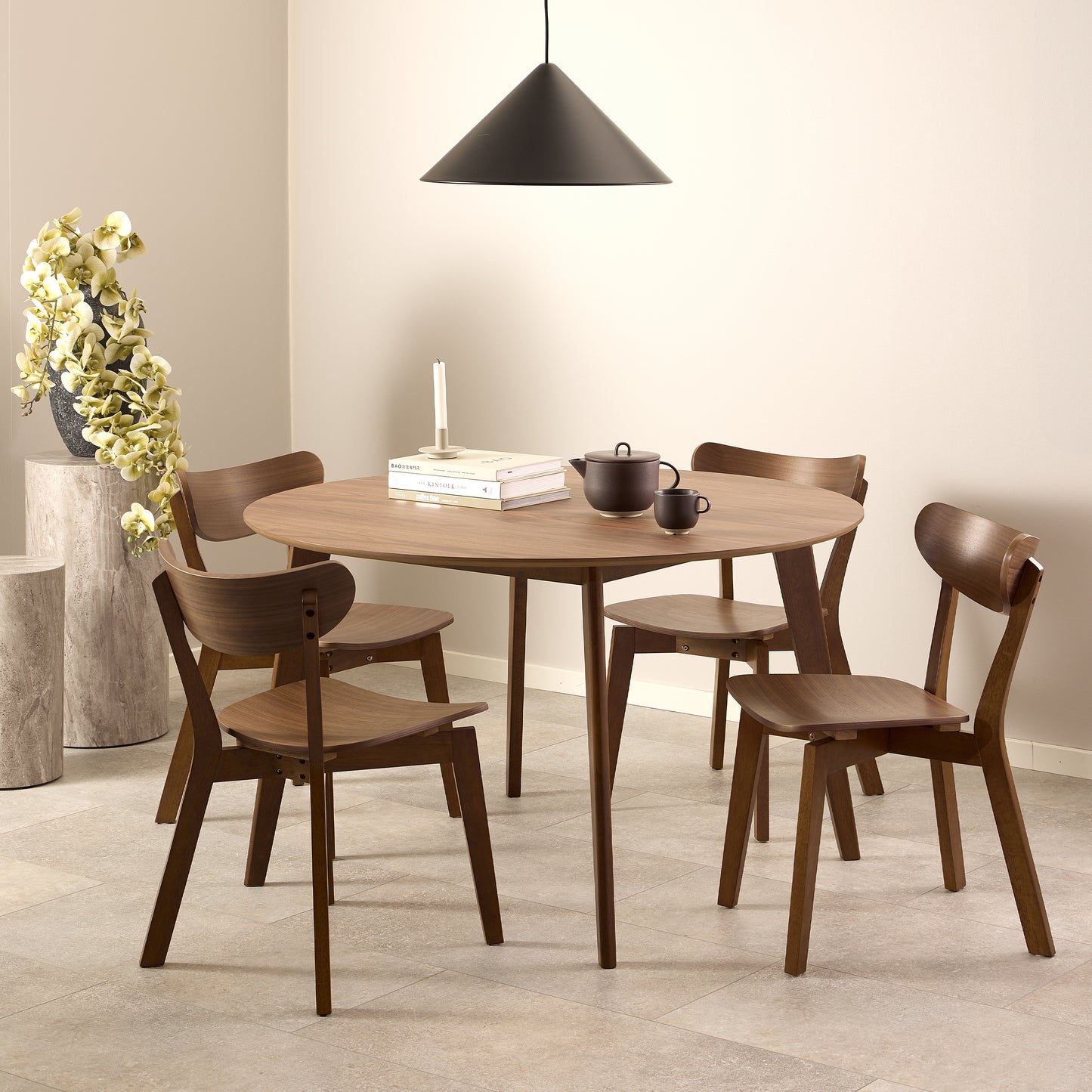 Orion  Round Dining Table in Walnut 120cm