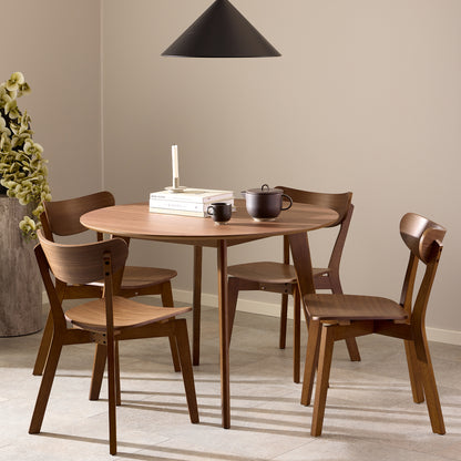 Orion Dining Table Set For 4 in Walnut, Ø 120 cm