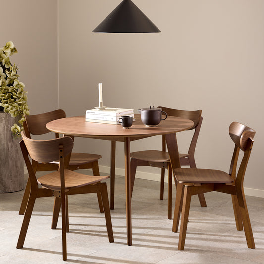 Orion Dining Table Set For 4 in Walnut, Ø 120 cm