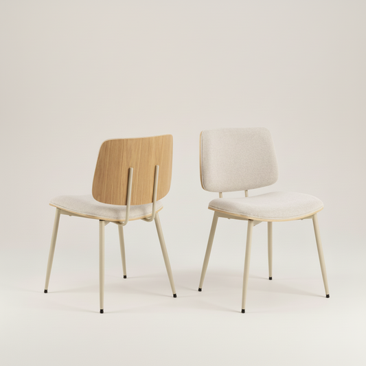 Linden Dining Chair in Beige Fabric Set of 2