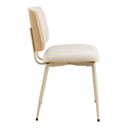 Linden Dining Chair in Beige Fabric Set of 2