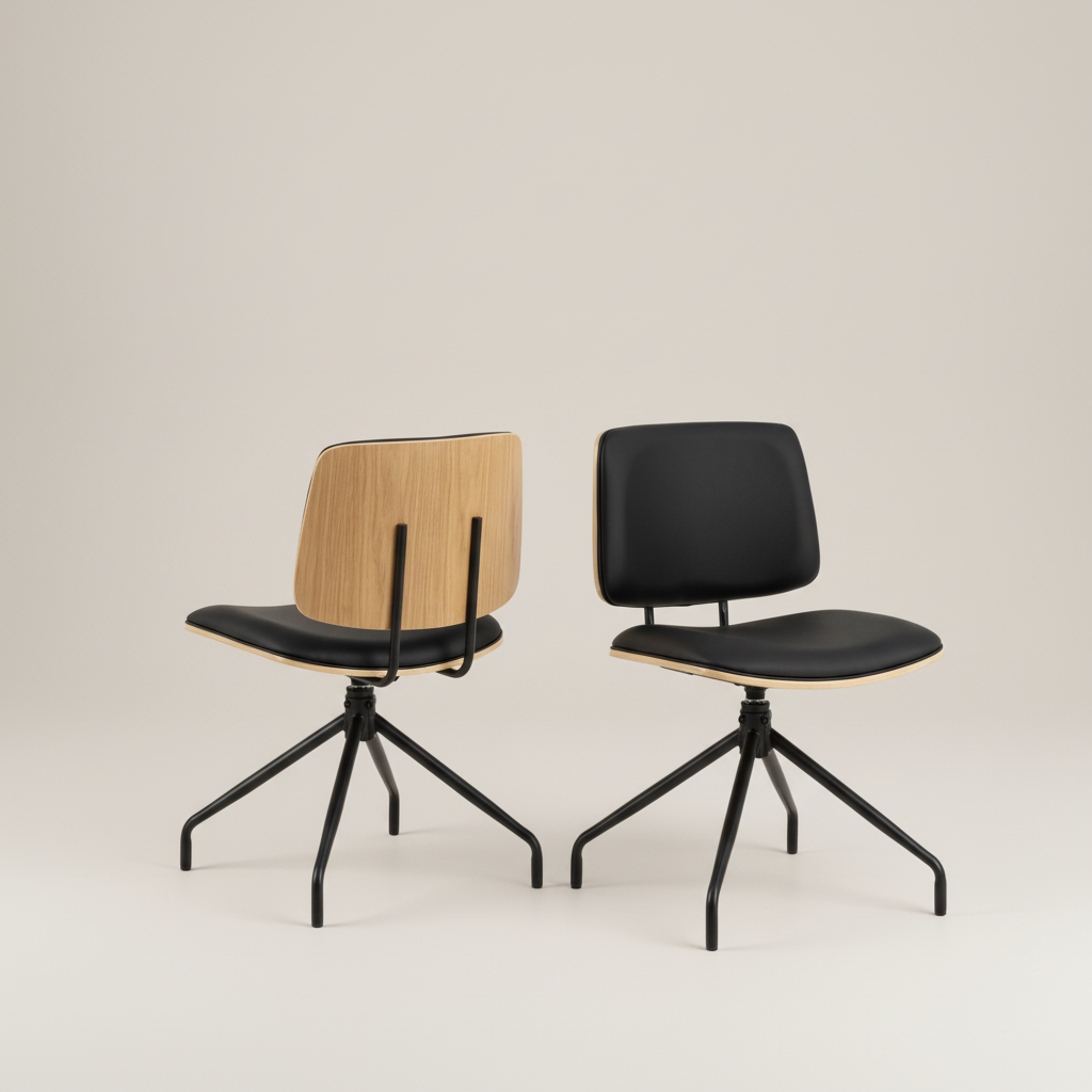 Linden Swivel Dining Chairs in Matt Black Set of 2