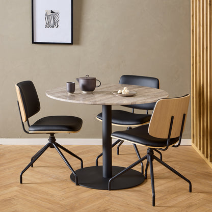 Linden Swivel Dining Chairs in Matt Black Set of 2