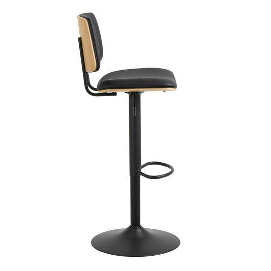 Linden Swivel Bar Stool With Height Adjustable Function in Matt Black